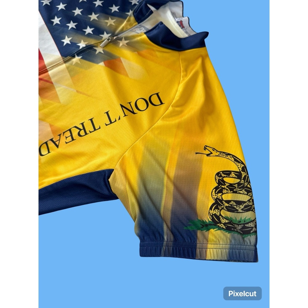 Mens Gadsden Flag Dont Tread On Me Cycling Jersey American Flag Patriotic Blue L - Picture 6 of 8